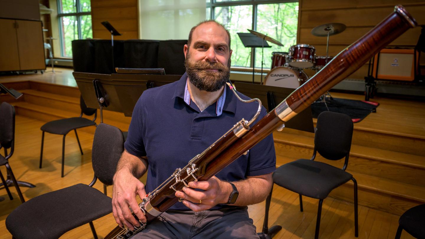 Drew Inzer with the bassoon