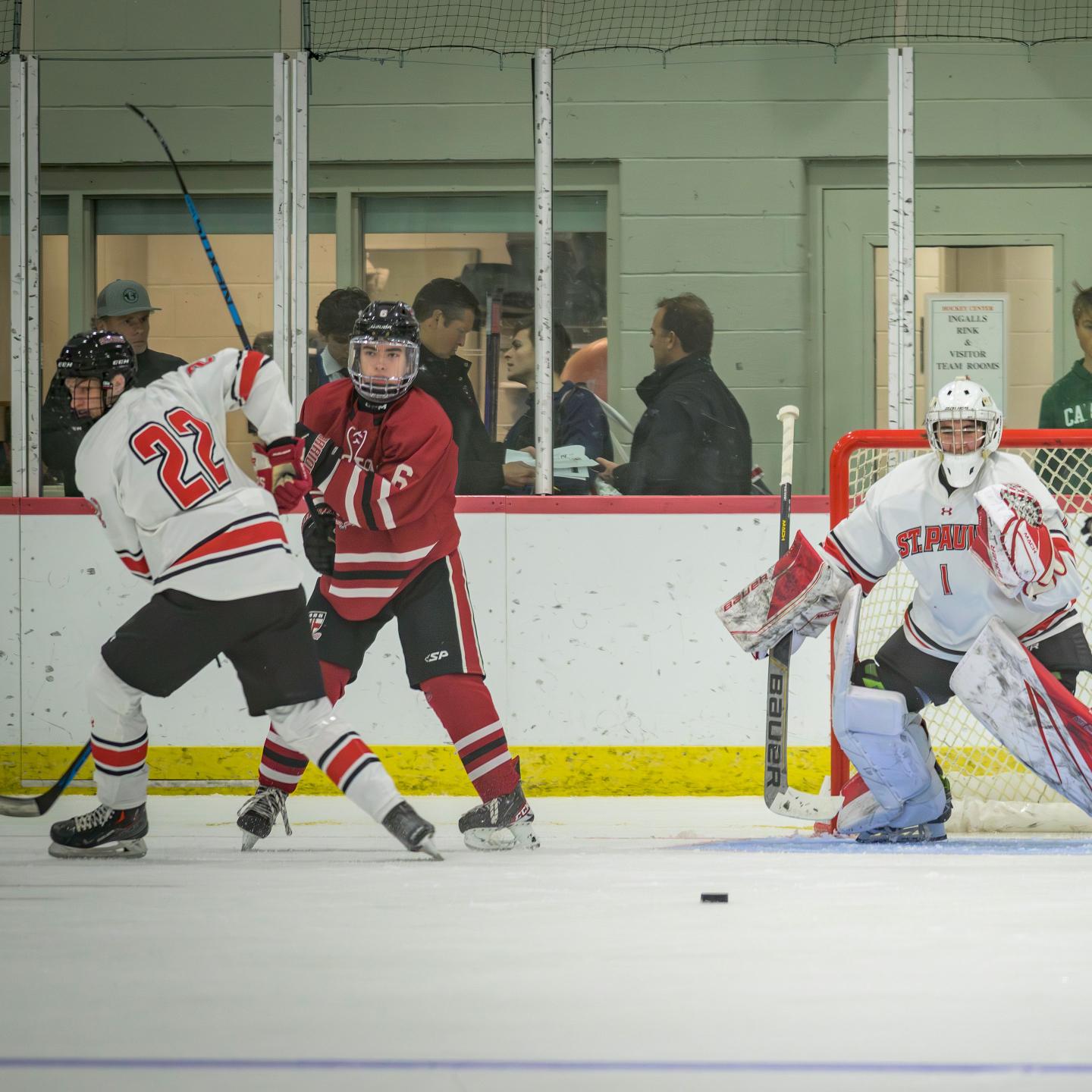 Treva and Harry during hockey game against Groton