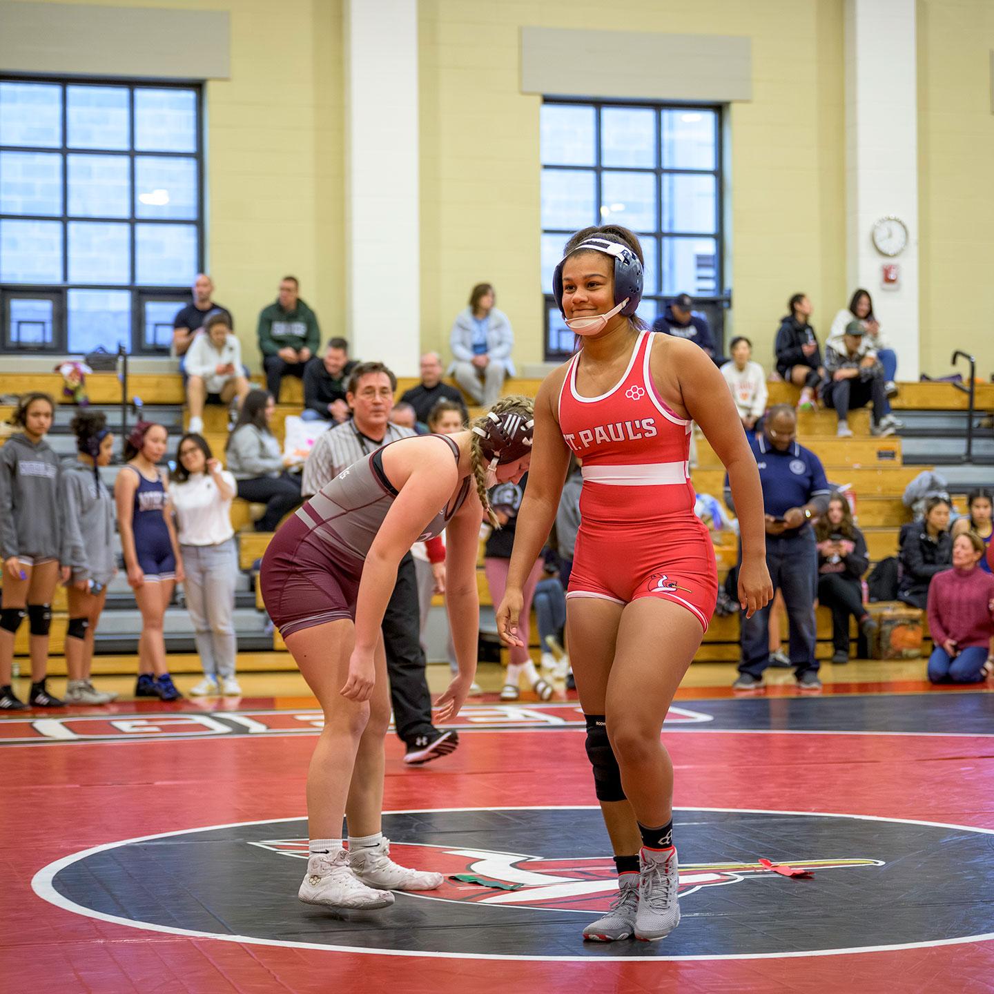 Cami Capdevila competing in wrestling tournament