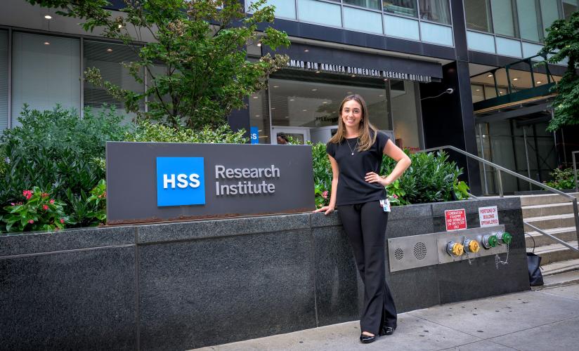 Cristina outside the Hospital for Special Surgery’s (HSS) Laboratory in NYC