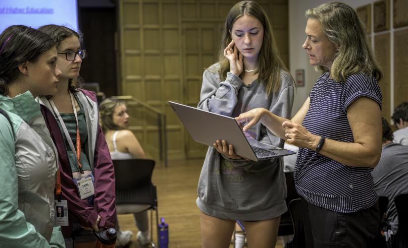 Students meet get feedback on their college application letters from Advanced Studies Program Faculty at St. Paul's School.