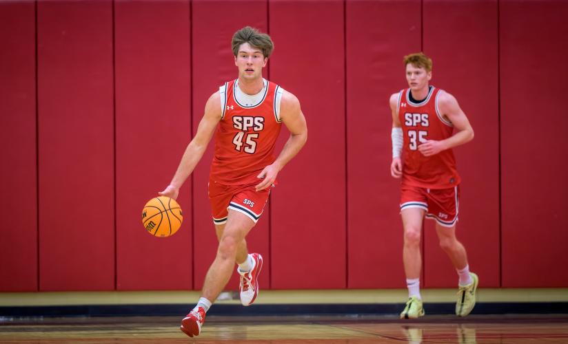 Clark and Pelletier during game against Austin Prep