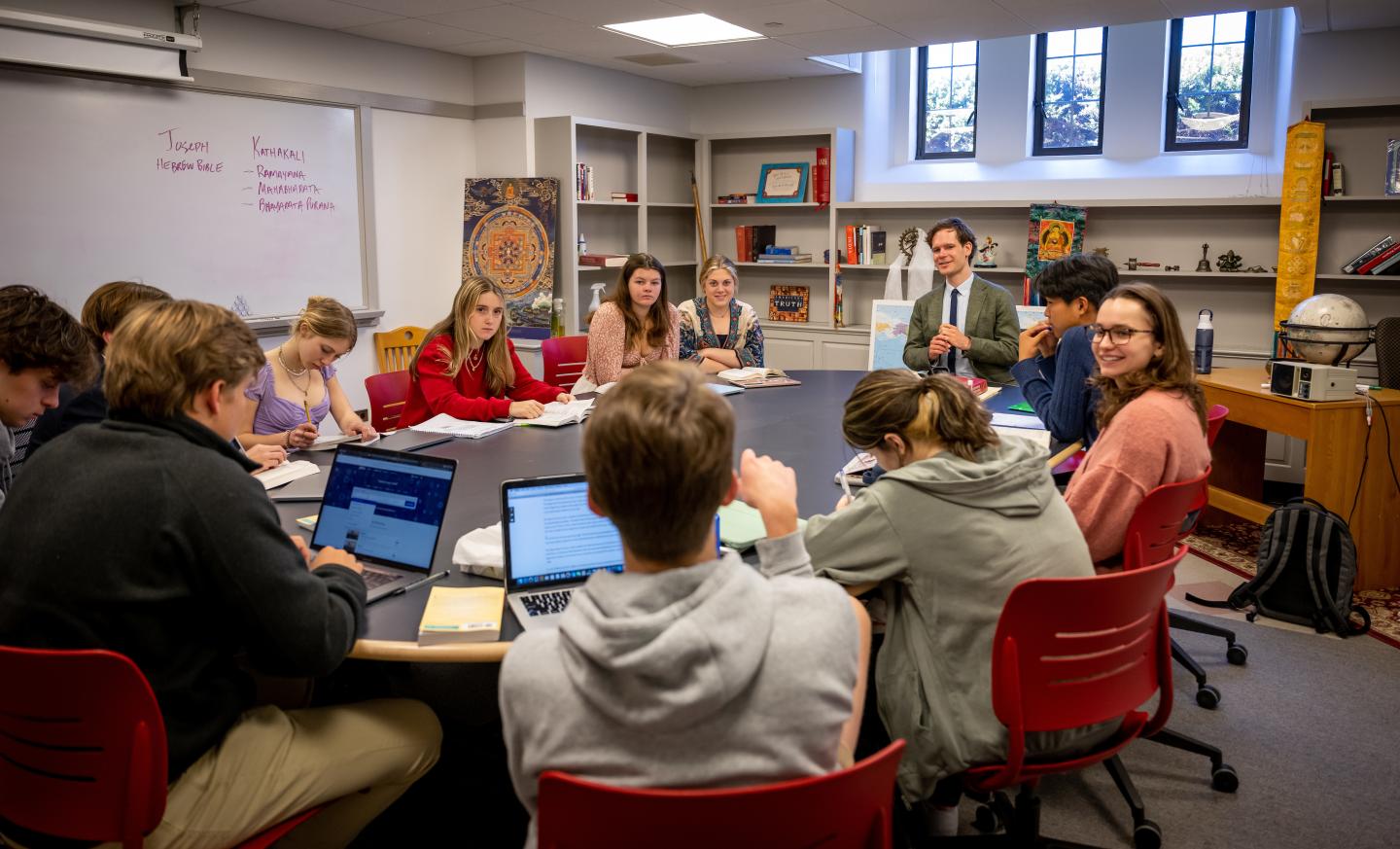 Rev. Sam Lovett Teaches humanities in Schoolhouse at St. Paul's School.